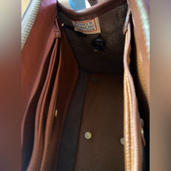 Vintage Dooney & Bourke All Weather Leather Brown Black Handbag Bag Satchel D&B - Picture 5 of 15